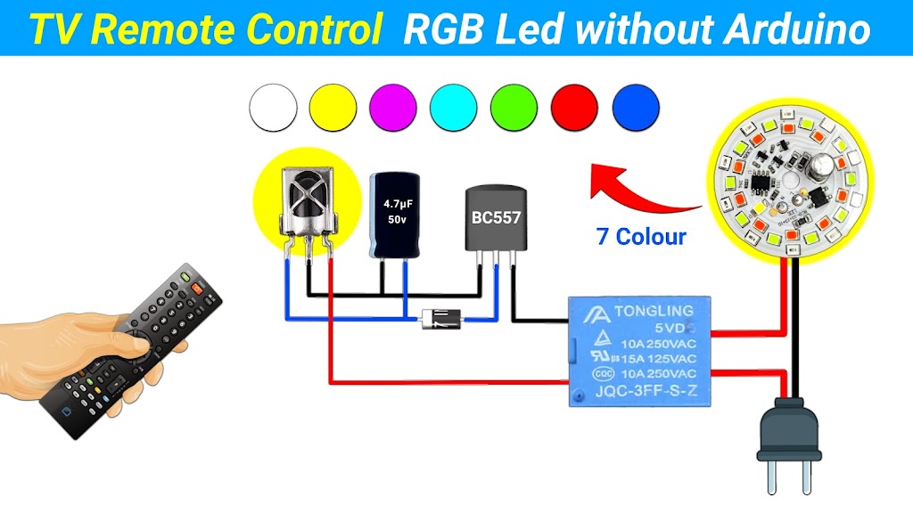 How to make a TV remote control RGB led without Arduino