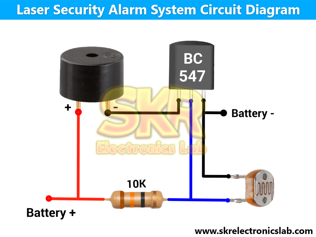 Laser security alarm system circuit diagram